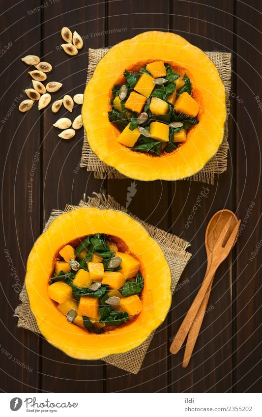 Pumpkin and Chard Salad Vegetable Vegetarian diet Thanksgiving Hallowe'en Natural food squash chard Mangold seed roasted toasted pepita Half healthy Dish Meal