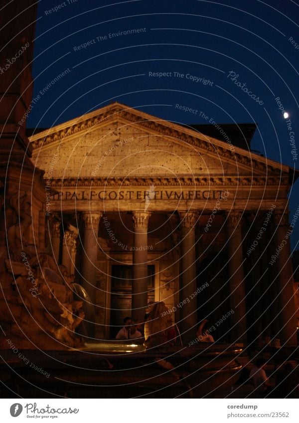 panteneon_night Rome Night Well Building Summer night Cone of light Historic Romance Architecture Panteneon 200 B.C. Past Column