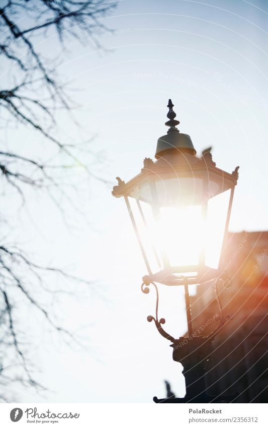 #A# Dresden lamp Art Esthetic Light Sunlight Lamp Saxony Old town Lantern Street lighting Colour photo Subdued colour Exterior shot Detail Experimental Abstract