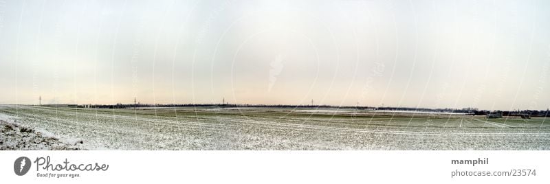 green winter landscape Winter White Green Field Panorama (View) Wolfenbüttel Braunschweig Lower Saxony Snow Sky Cover WF BS between Harz and Heide X Large