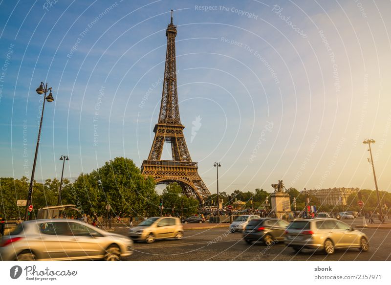 Paris in the afternoon Vacation & Travel Summer Skyline Eiffel Tower Love France urban City architecture tourism French cityscape view sky Exterior shot Evening