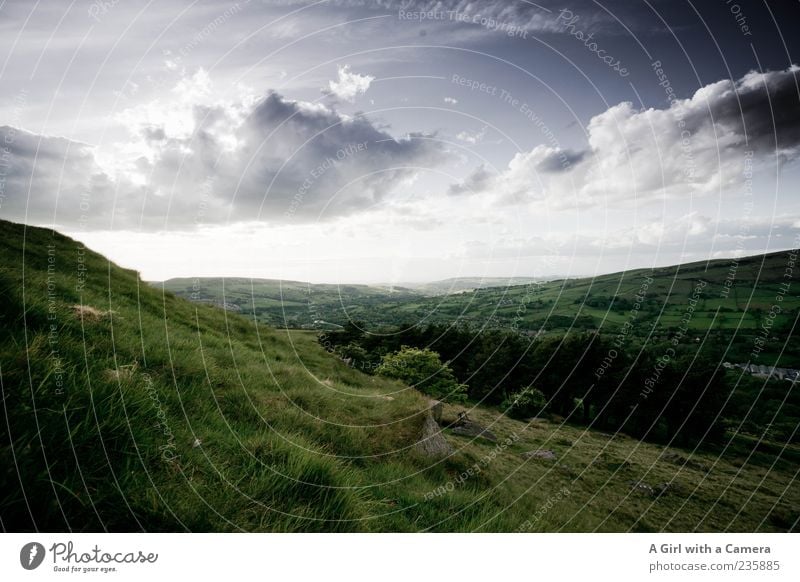 what lies beyond ..... Mountain Landscape Sky Clouds Storm clouds Spring Summer Weather Hill Exceptional Green Wild Beautiful England Derbyshire peak district