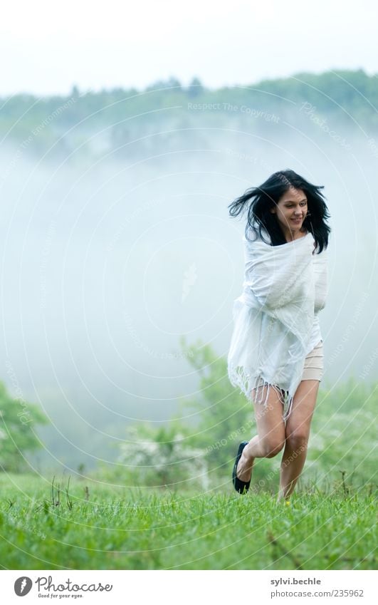 Morning Fog III Contentment Human being Feminine Young woman Youth (Young adults) Life 1 Environment Nature Landscape Spring Climate Bad weather Plant Grass