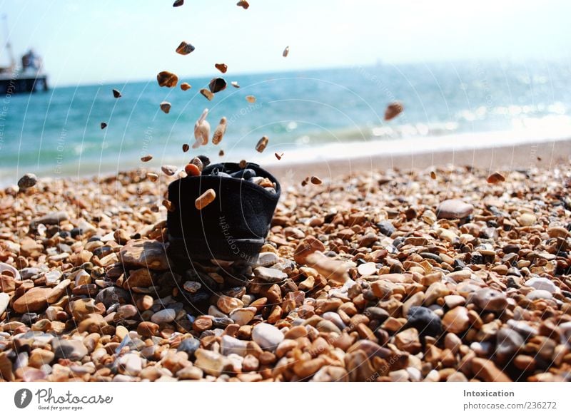 The free stones Vacation & Travel Beach Pebble beach Colour photo Exterior shot Deserted Copy Space right Day Contrast Sunlight Central perspective To fall