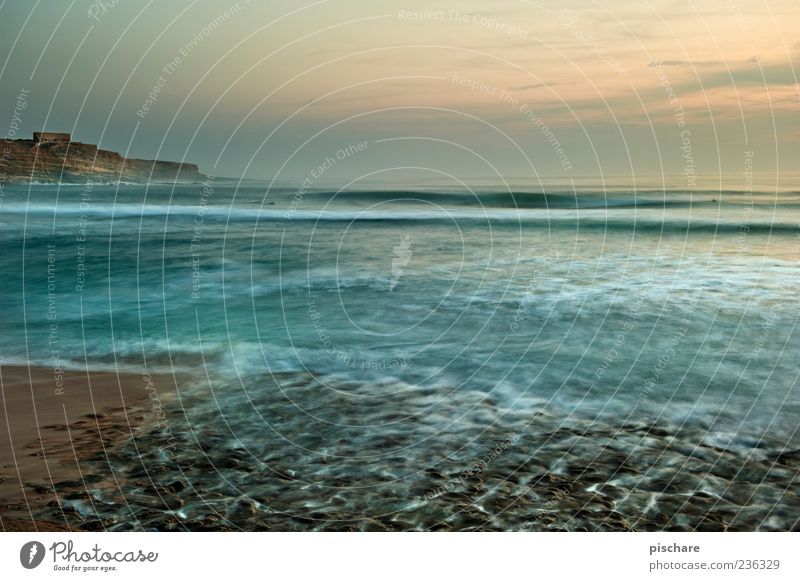 Portugal/Ericeira Nature Water Sky Summer Beautiful weather Coast Beach Ocean Natural Colour photo Exterior shot Twilight Long exposure Blur Wide angle