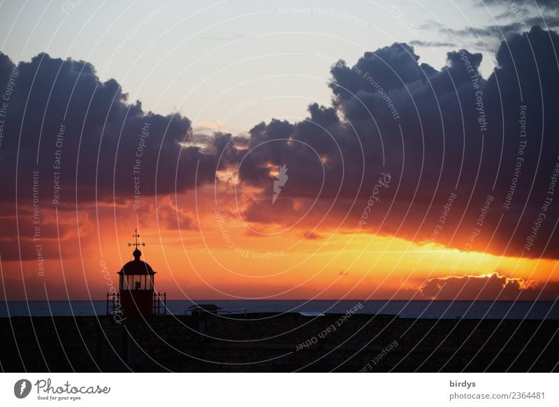 Forte de Sao Miguel / Nazare / Portugal Vacation & Travel Sky Storm clouds Sunrise Sunset Ocean Atlantic Ocean Nazaré Port City Lighthouse Tourist Attraction