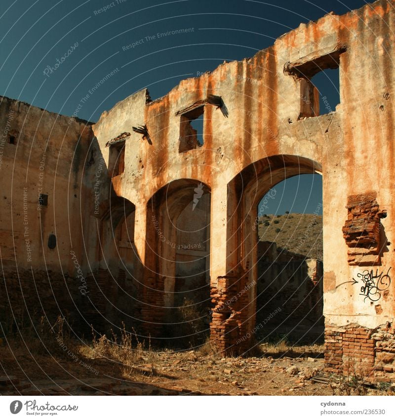 Homeless Cloudless sky Summer Ruin Architecture Facade Apocalyptic sentiment Stagnating Decline Past Transience Vacancy Colour photo Exterior shot Deserted Day