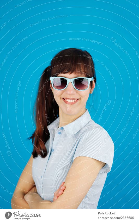 #A# Smile Blue 1 Human being Esthetic Passport photograph Portrait photograph Woman Happiness Happy Laughter Smiling Blouse Interlock Sunglasses Career