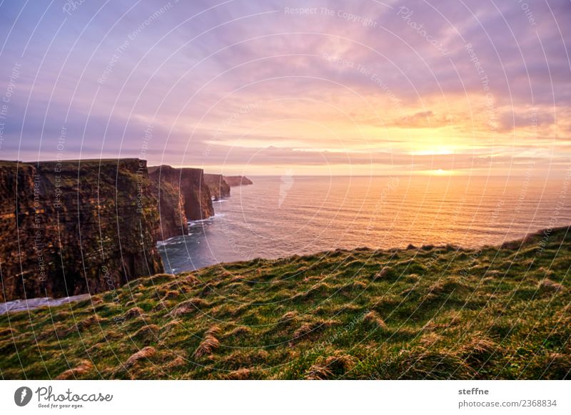 Cliffs of Moher at sunset Nature Landscape Sunrise Sunset Sunlight Spring Exceptional Famousness Ireland Natural phenomenon Kitsch Romance Harmonious Calm