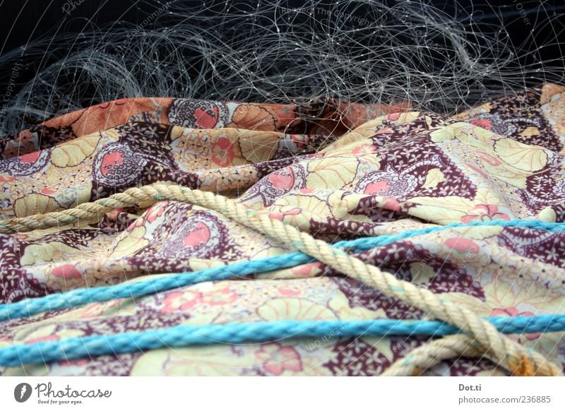 Fritz F. wraps up Work and employment Net Blue Rope Fishing net Cloth Pattern Packaged Colour photo Subdued colour Exterior shot Structures and shapes Deserted