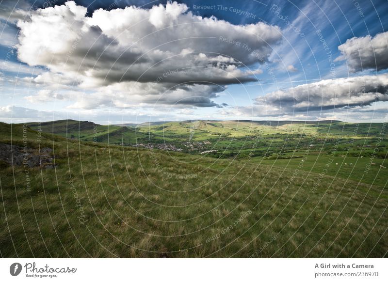 the place of my birth Nature Landscape Plant Sky Clouds Summer Weather Grass Hill Illuminate Authentic Exceptional Gigantic Infinity Wild Green Idyll England