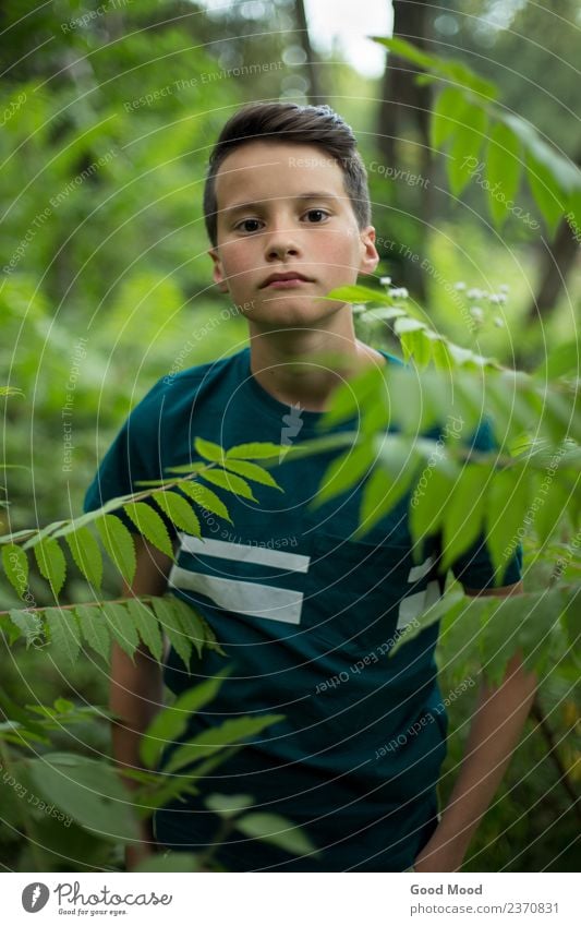 Portrait of young beautiful teen boy in forest Lifestyle Beautiful Face Leisure and hobbies Vacation & Travel Tourism Adventure Summer Human being Boy (child)