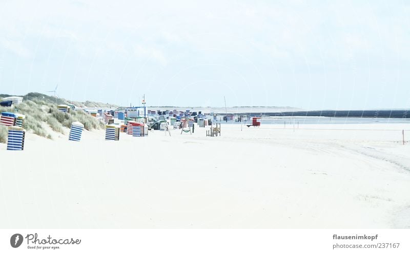 53° 35 N, 6° 40 O Vacation & Travel Summer Beach Ocean Sand Sky Beautiful weather Calm Relaxation Borkum Beach chair Colour photo Exterior shot Deserted Day