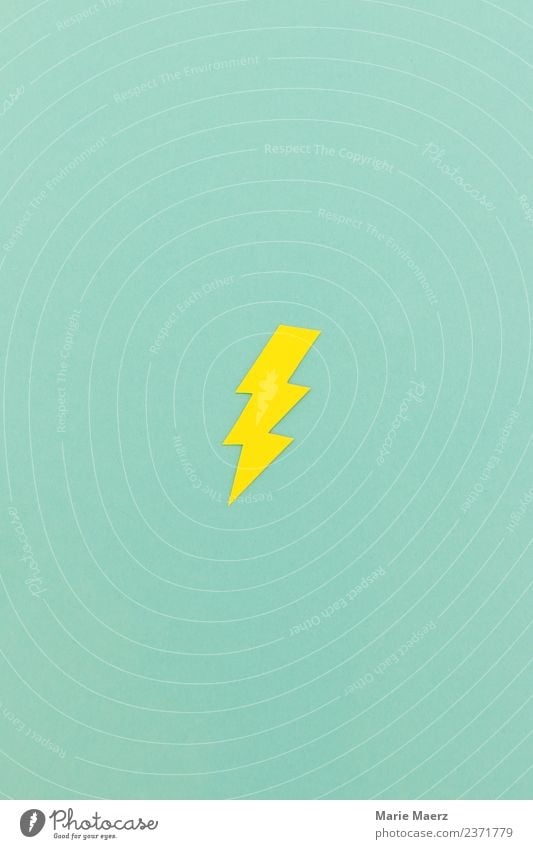 Yellow flash cut out of paper Lightning Movement Aggression Simple Crazy Speed Green Power Dangerous Colour Threat Idea Innovative Protest Risk Surprise Change