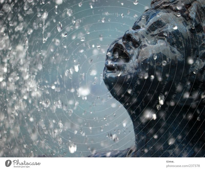 cooling down Joy Head Mouth Sculpture Water Drops of water Statue Refreshment Refrigeration Fountain Colour photo Subdued colour Exterior shot