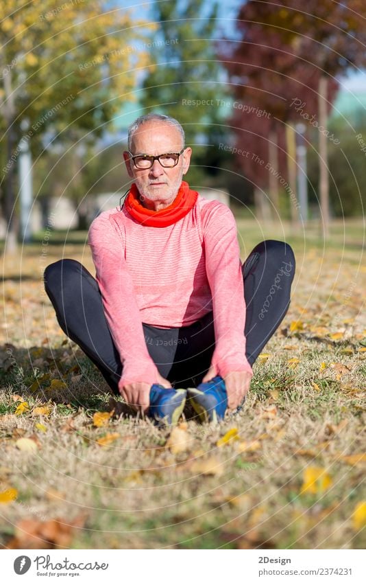 Senior Man Exercising In Park Diet Lifestyle Body Athletic Fitness Leisure and hobbies Summer Sports Track and Field Sportsperson Jogging Human being Masculine