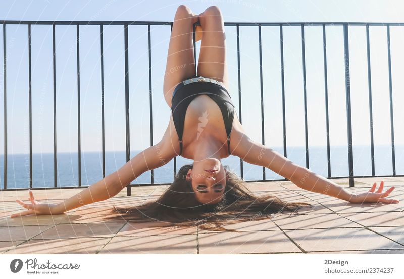 Portrait of a sensual black haired woman Beautiful Body Skin Face Relaxation Summer Ocean Human being Feminine Young woman Youth (Young adults) Woman Adults Arm