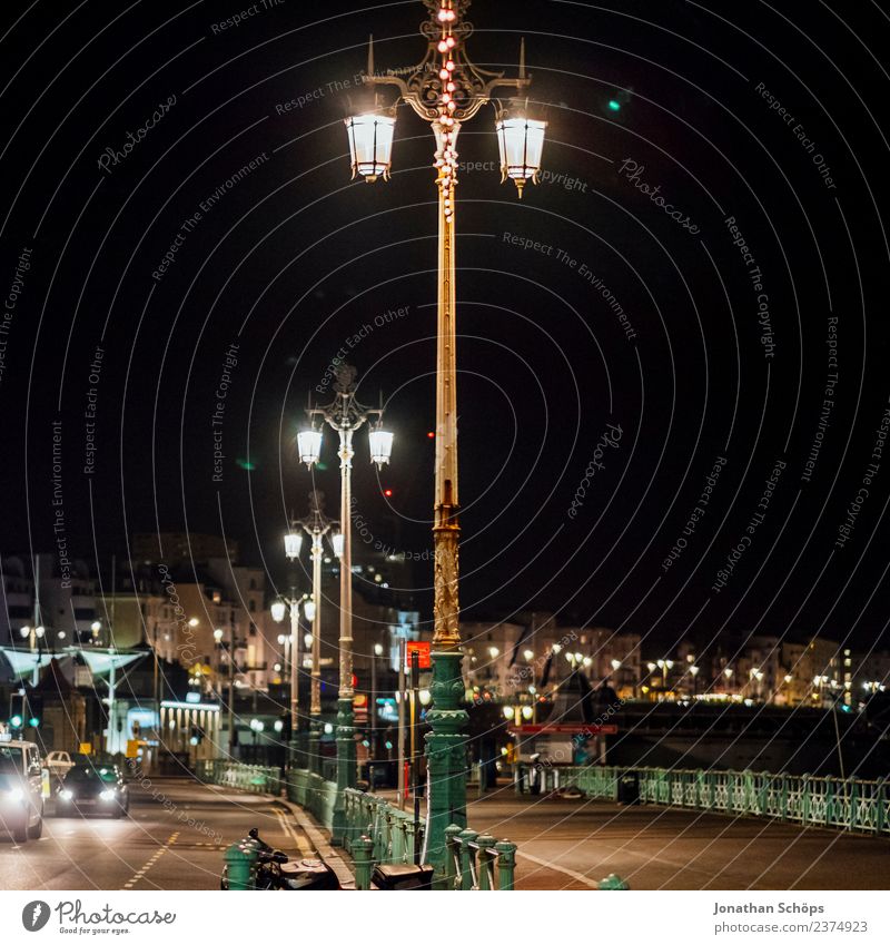 Lanterns at night, street by promenade, Brighton, England Esthetic Background picture Dark Light Night mood Night shot Structures and shapes Colour photo