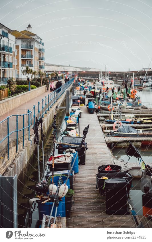 Port of Brighton, England Town Port City Harbour Esthetic Rain Dreary Watercraft Footbridge Navigation Colour photo Exterior shot Deserted Day