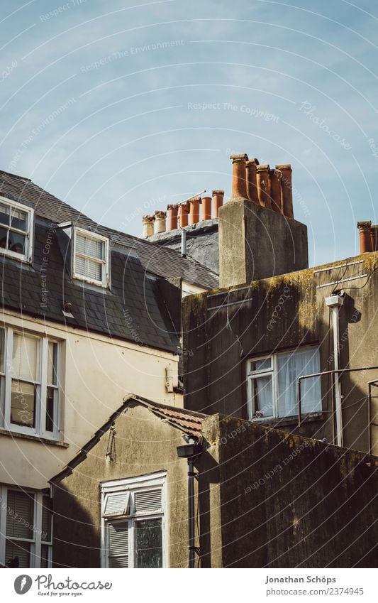 Facade in Brighton, England street lamp Lamp roofs Lantern Town Skyline Blue sky Exterior shot Colour photo Deserted Street lighting