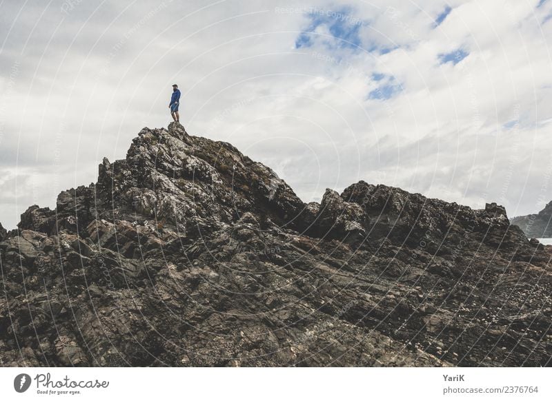 King of the Hill Vacation & Travel Tourism Trip Adventure Far-off places Freedom Expedition Summer Summer vacation Ocean Clouds Coast Bay Fjord Hope Rock Stony