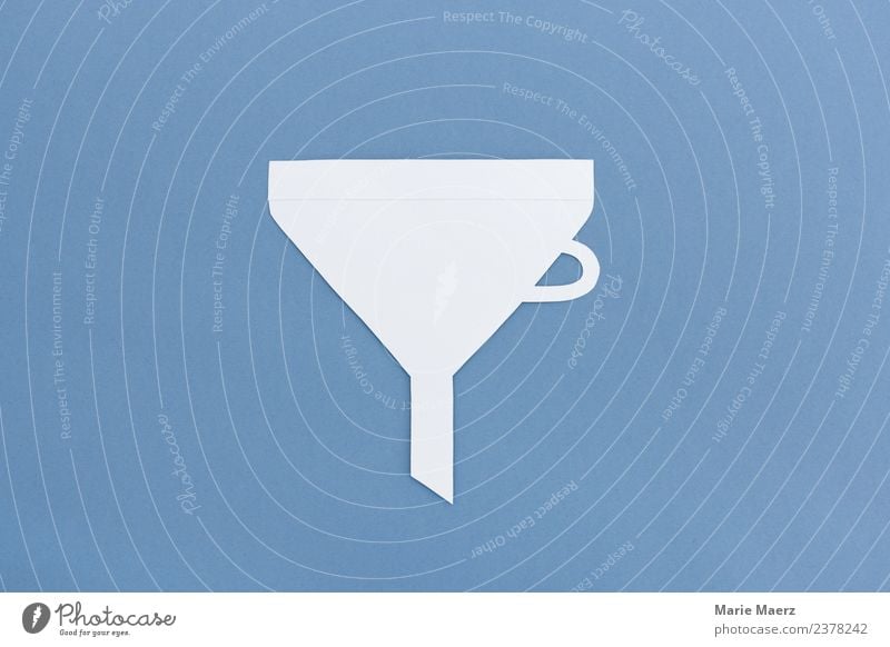 funnel Education Study Laboratory Funnel Utilize Make Simple Fluid Blue White Orderliness Accuracy Testing & Control Pure Filter Study or Survey Tool paper cut