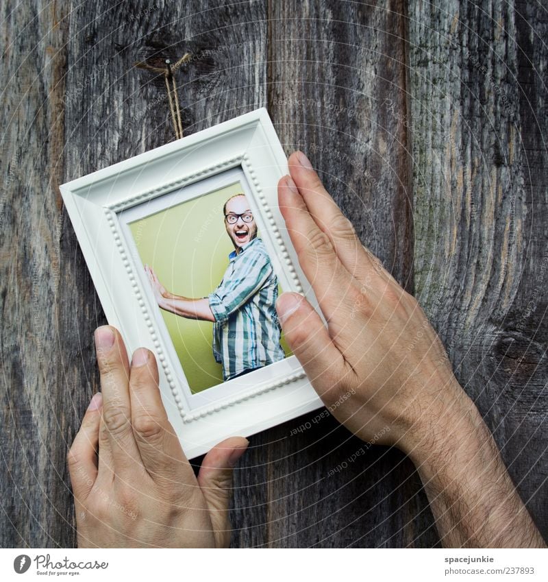 tilted position Human being Masculine Man Adults Hand 1 30 - 45 years Work of art Touch To fall To swing Scream Nerdy Green Adversity Surrealism Photography