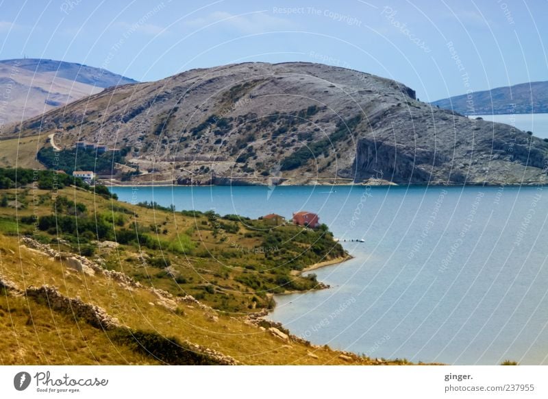 anticipation Environment Nature Landscape Water Sky Clouds Summer Beautiful weather Mountain Peak Coast Ocean Moody Croatia Island Mediterranean sea Sparse