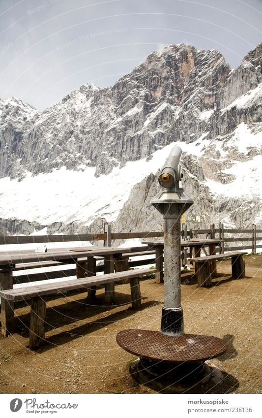 lookout Dachstein south wall hut Vacation & Travel Tourism Trip Far-off places Expedition Summer Mountain Snow Alps Dachstein mountains Peak Snowcapped peak