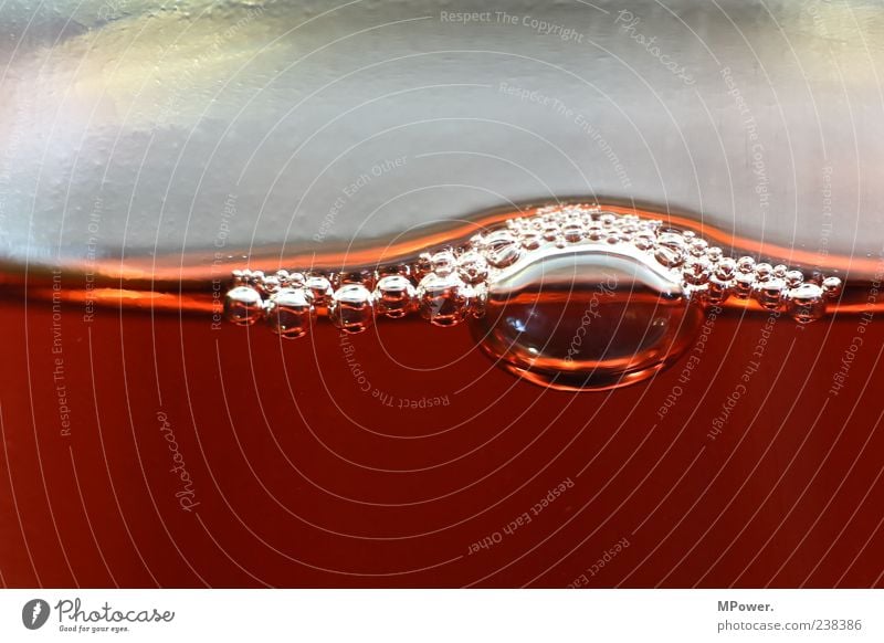 bubbles Water Exceptional Wet Round Brown Fluid Bubble Surface tension Many Small Beverage Glass Red Colour photo Interior shot Detail Deserted Copy Space top