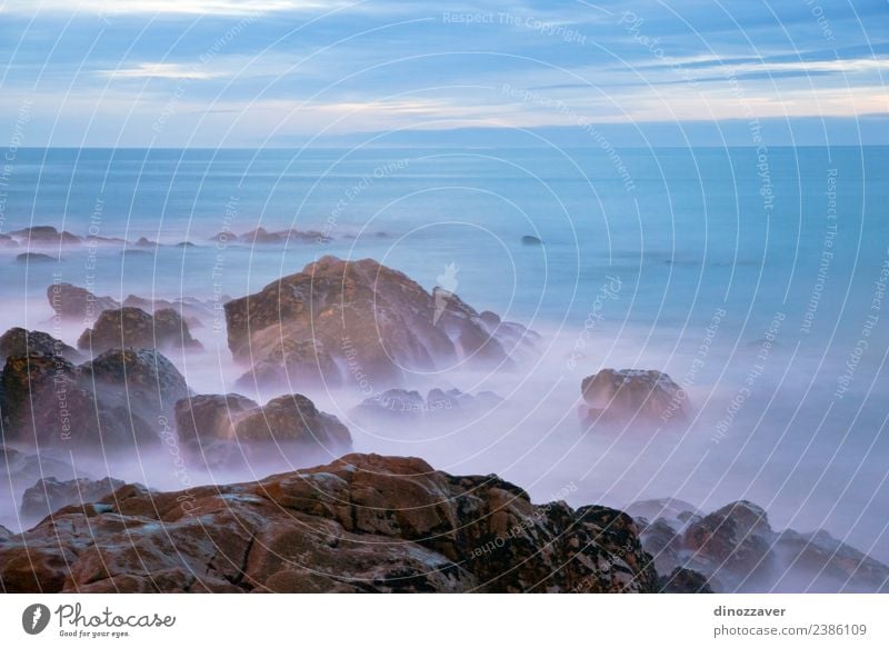 Sea rocks, long exposure Beautiful Vacation & Travel Summer Sun Beach Ocean Island Environment Nature Landscape Sand Sky Clouds Horizon Rock Coast Stone