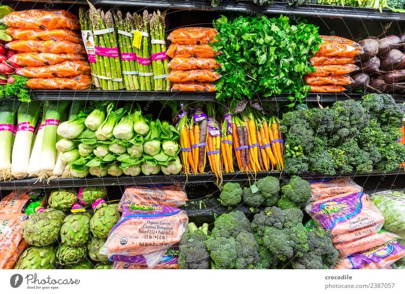 # 743 Supermarket Vegetable Asparagus Carrot Fennel Leek Organic produce Organic farming Broccoli Cold Trade Shopping Food Healthy Eating Colour photo Dish