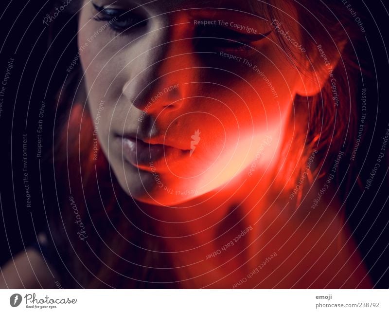 RED III Feminine Young woman Youth (Young adults) Face 1 Human being 18 - 30 years Adults Cool (slang) Dark Beautiful Uniqueness Red Studio shot