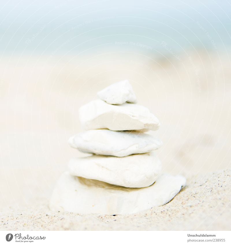 Greetings from the beach Wellness Harmonious Calm Meditation Summer Beach Ocean Work of art Sculpture Nature Sand Coast Tower Decoration Stone Build Esthetic