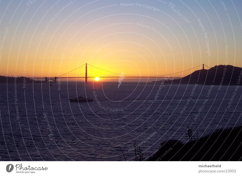 Golden Gate Sunset San Francisco Golden Gate Bridge Americas Watercraft Moody Dream North America Sky