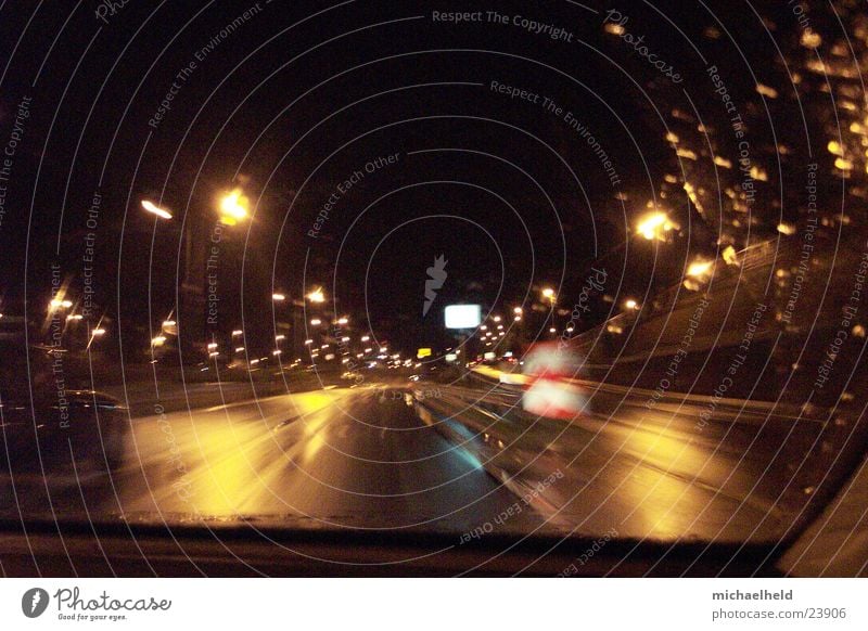 Hamburg@night Night Light Mobility Route to the airport Reflection In transit Long exposure Asphalt Transport Rain Street Movement Bridge Blur Water