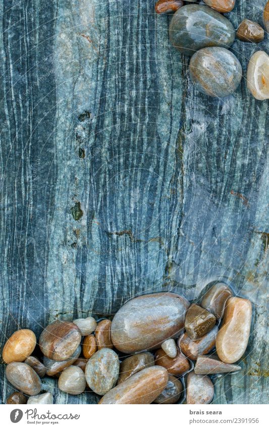 Pebbles over stone composition for background. Design Relaxation Swimming pool Beach Ocean Decoration Wallpaper Science & Research Environment Nature Landscape