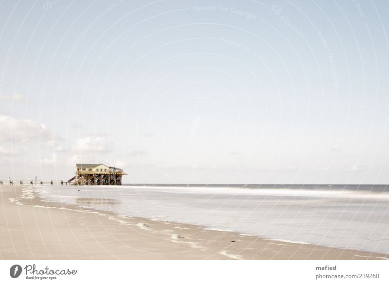 Sunday morning. House in the sea. House (Residential Structure) Nature Landscape Sand Water Sky Clouds Horizon Sunlight Summer Beautiful weather Coast Beach