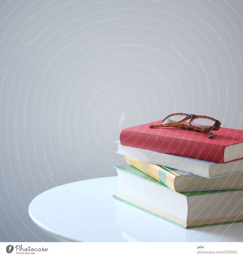 study Table Education Book Eyeglasses Red White Colour photo Interior shot Deserted Copy Space left Copy Space top Neutral Background Day Stack 4