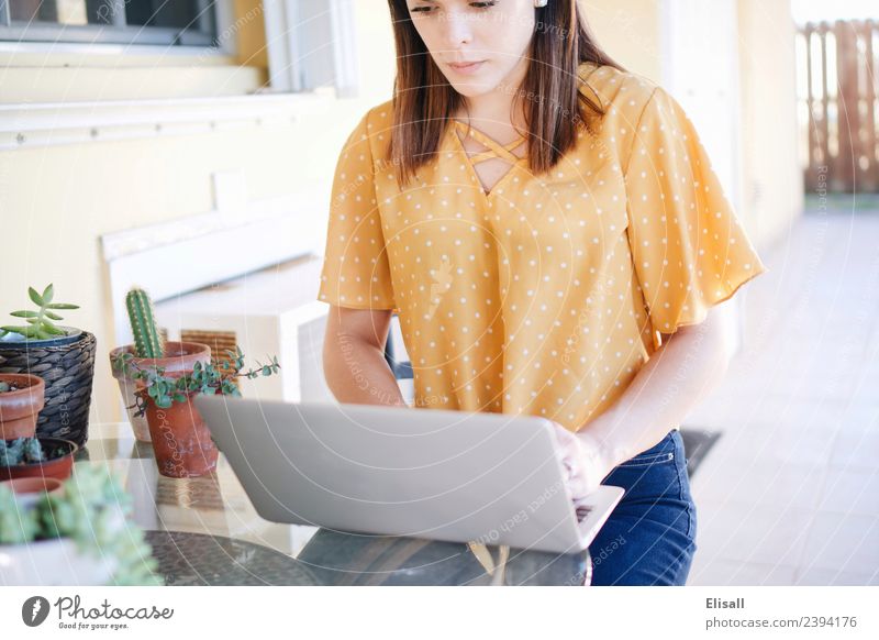 woman blogger using computer Lifestyle Shopping Leisure and hobbies Computer Technology Human being Young woman Youth (Young adults) Woman Adults 1