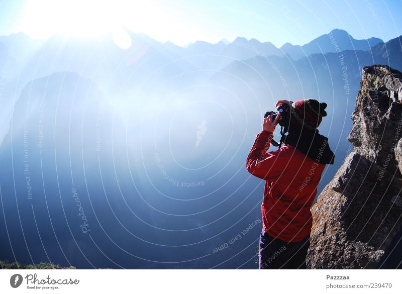 ray of hope Vacation & Travel Tourism Far-off places Mountain Photographer Take a photo Human being Young woman Youth (Young adults) 1 18 - 30 years Adults