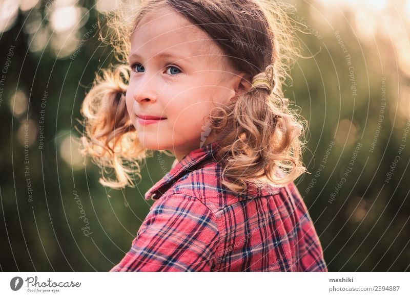 summer portrait of happy kid Joy Beautiful Playing Vacation & Travel Summer Garden Child Infancy Nature Warmth Flower Grass Forest Smiling Happiness Small Cute