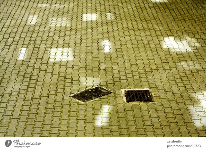 Courtyard with light Terrace Clean Green Boredom Backyard Interior courtyard Narrow Floor covering Gully Drainage Patch of light Colour photo Subdued colour