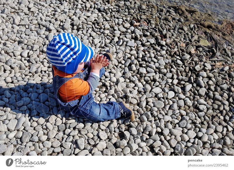 Well guarded by the lake. Toddler 0 - 12 months Baby Nature Landscape Elements Earth Sunlight Spring Summer Lakeside Joy Happy Happiness