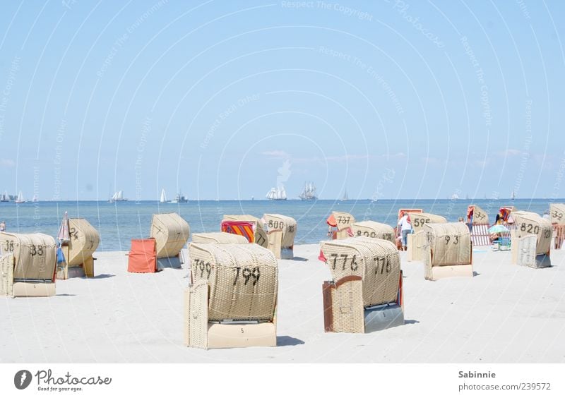 Kiel Week commemorative photo #1 Vacation & Travel Tourism Trip Summer Summer vacation Ocean Beach Beach vacation Beach chair Sailing Sand Sky Beautiful weather