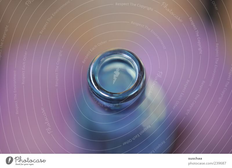 302 Glass Round Blue Violet Bottle Neck of a bottle Bottle of water Legs Detail Macro (Extreme close-up) Deserted Blur Shallow depth of field Copy Space top