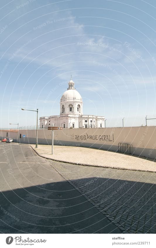 Capitol, just missed Sky Summer Beautiful weather Lisbon Portugal Town Capital city Old town Deserted Church Manmade structures Architecture Wall (barrier)