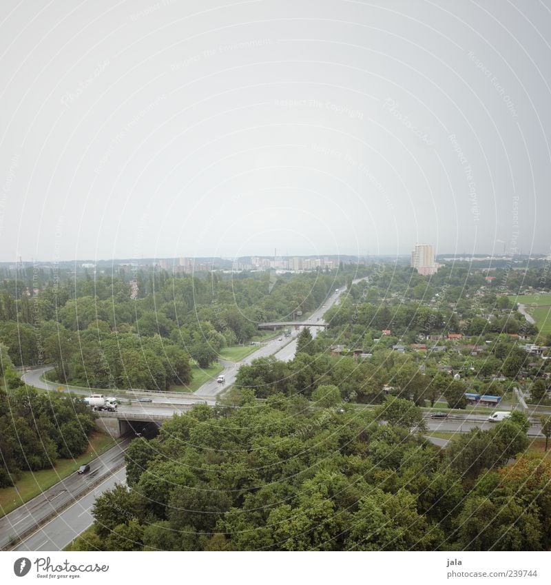 freeway Landscape Sky Bad weather Plant Tree Grass Bushes Meadow Bridge Building Transport Means of transport Traffic infrastructure Motoring Street Highway