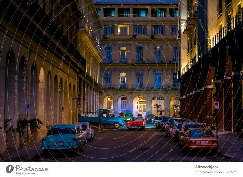 At night in a street in Havana Cuba Night Lighting Night shot Vintage car No through road Long exposure House (Residential Structure) Blue sky Cloudless sky