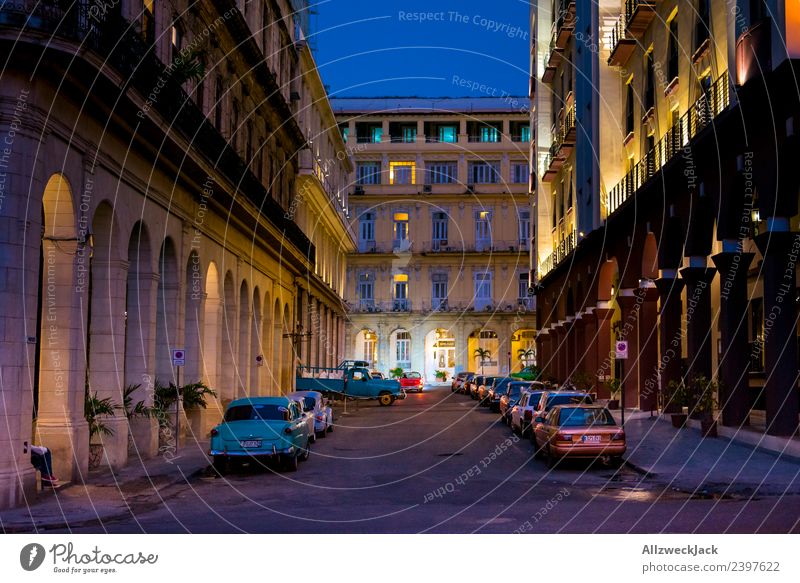 Parking search at night in Havana Cuba Night Lighting Night shot Vintage car No through road Long exposure House (Residential Structure) Blue sky Cloudless sky